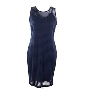 Vince Camuto Blue Slip Sheer Sheath Dress Size PM